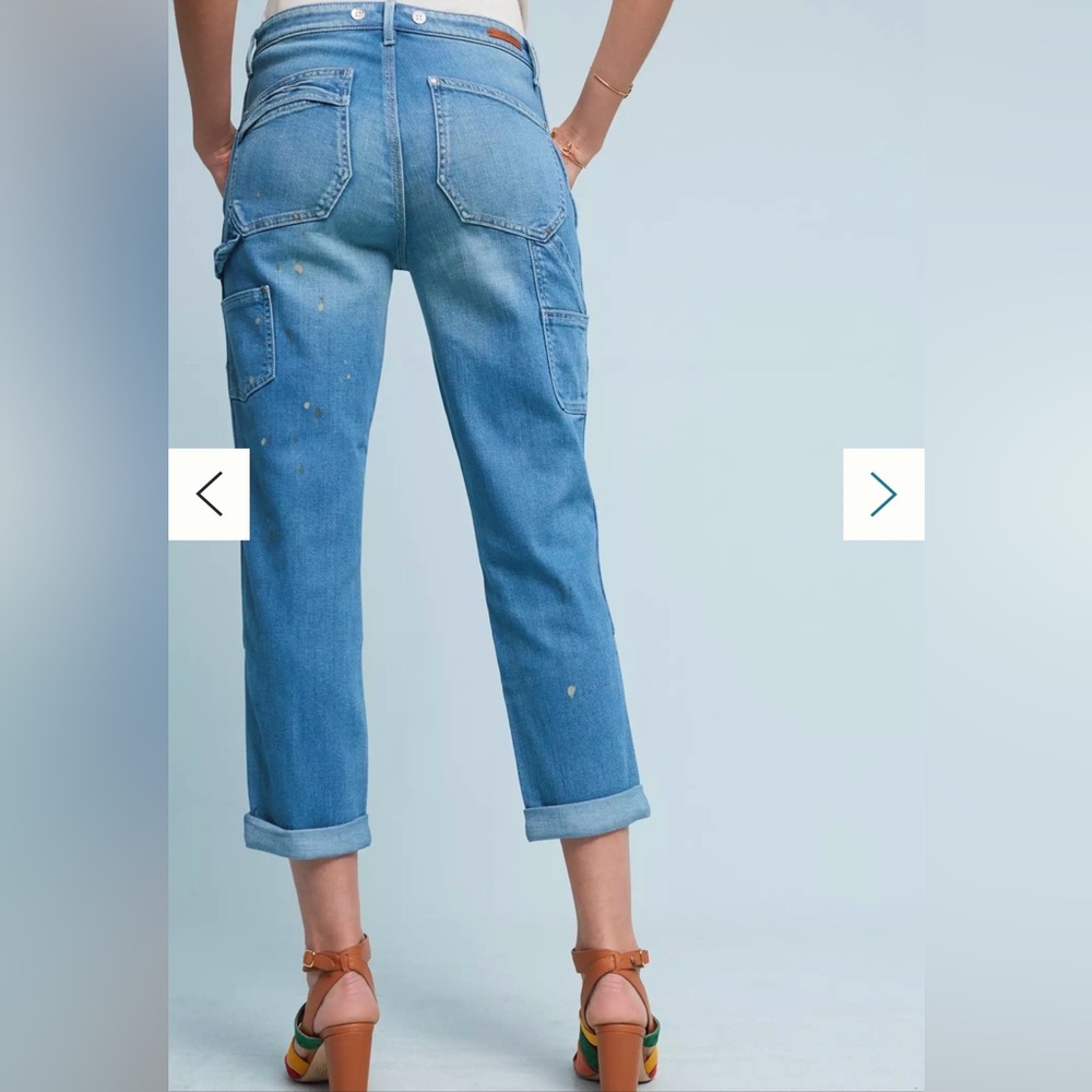 Anthropologie Pilcro Paint Splatter Bandana Cuffed Utility Carpenter Jeans (31) - Picture 6 of 13